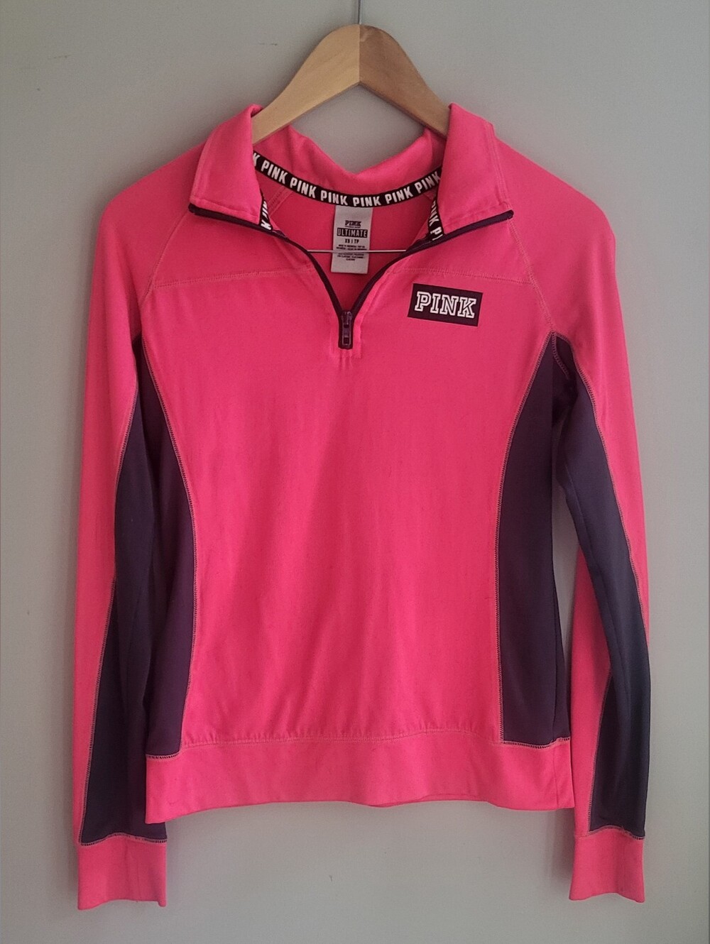 PINK Victoria's Secret Hot Pink Half-Zip Pullover